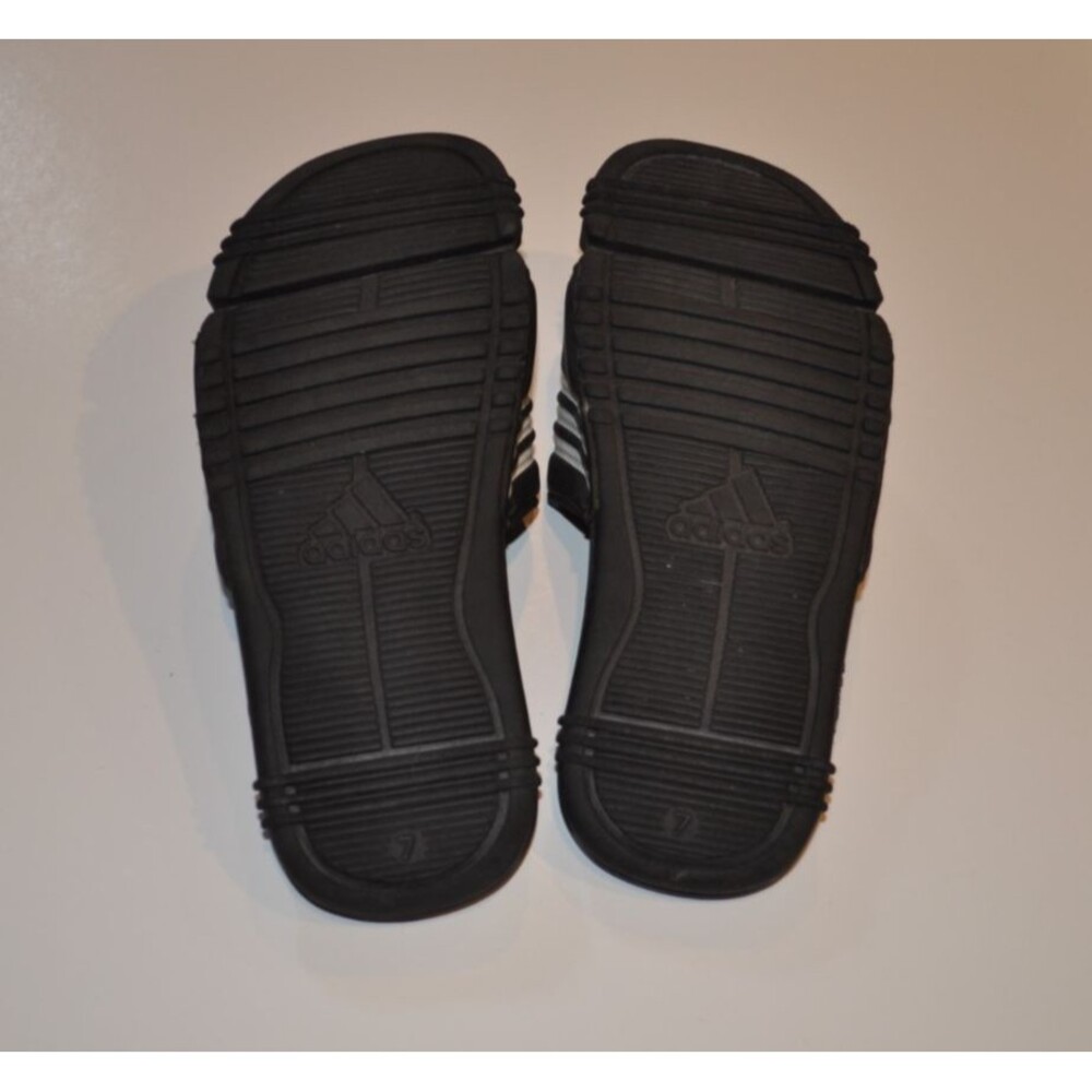 Adidas Adissage Black White Stripe Adjustable Strap Sandals Slides Men 7 - Picture 5 of 6